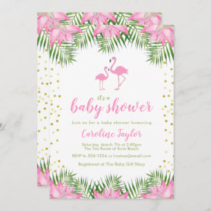 Invitation Flamant rose Baby shower
