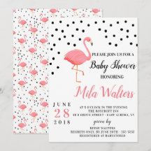 Invitation Flamant rose Baby shower