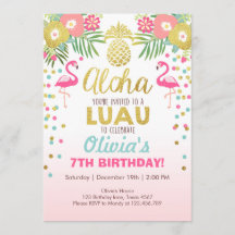 Flamant rose de fête Tropical Birthday luau