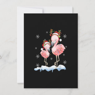 Invitation Flamant rose de Noël Santa Hat Jeu de lumières Fla