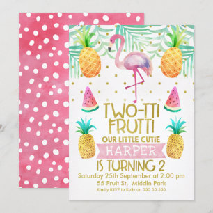 Invitation Flamant rose Deux-Tii Frutti 2e Anniver