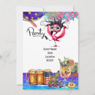 Invitation Flamant rose fête d'anniversaire