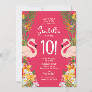 Invitation Flamant rose fête d'anniversaire