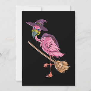 Invitation Flamant rose   Flamant rose sorcière d'Halloween F