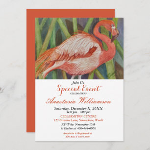 INVITATION FLAMANT ROSE FLING PARTY