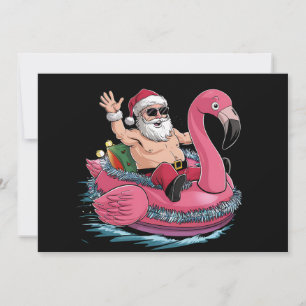 Invitation Flamant Rose Gonflable Santa Noël en Juillet Été
