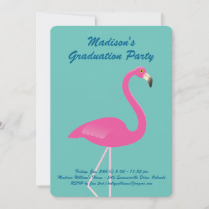 Invitation Flamant rose Graduation Party - Turquoise