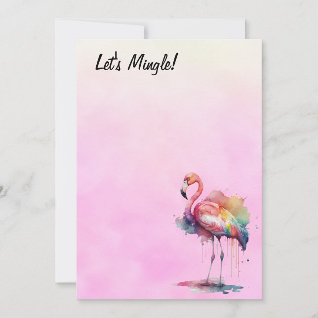 Invitation Flamant rose Mingle Blank (Devant)