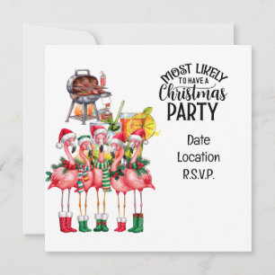 Invitation Flamant rose Noël à la fête de juillet