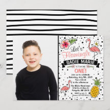 Flamant rose Pinapple Doodle Anniversaire Photo In