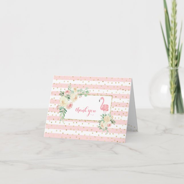 Invitation Flamant rose Pink Gold merci (Devant)