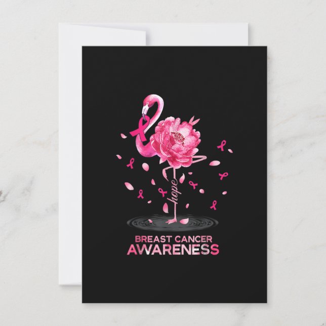 Invitation Flamant rose Pink Ribbon Sensibilisation au cancer (Devant)