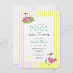 Invitation Flamant rose PISCINE tropicale Soirée nuptiale