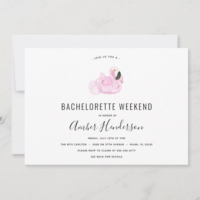 Invitation Flamant rose Pool Flotte Bachelorette (Devant)