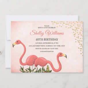 Invitation Flamant rose rose 40e anniversaire