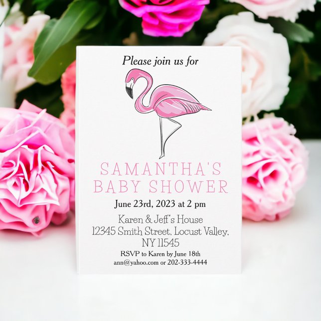 Invitation Flamant rose rose Baby shower Moderne Simple (Créateur téléchargé)