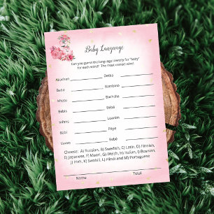 Invitation Flamant rose rose Ballerina Baby Langue Douche Jeu