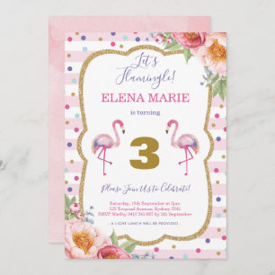 Invitation Flamant rose rose Fête Tropicale Confetti