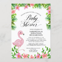 Flamant rose rose Fleurs tropicales Baby shower vi