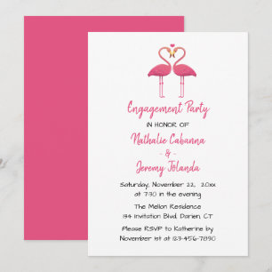 Invitation Flamant rose rose Parti d'engagement Plage tropica