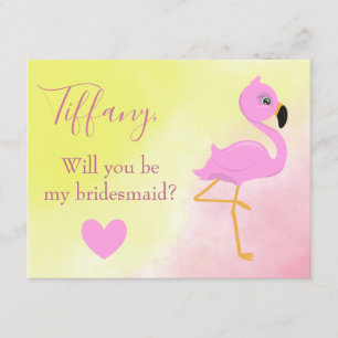 Invitation Flamant rose rose Serez-vous ma femme de ménage ?