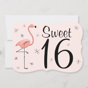 Invitation Flamant rose Rose 'Sweet 16' support d'invitation
