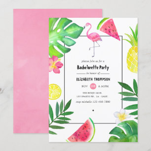 Invitation Flamant rose rose Tropical Exotic Bachelorette Par