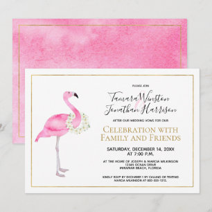 Invitation Flamant rose rose tropical Magnolia Réception flor