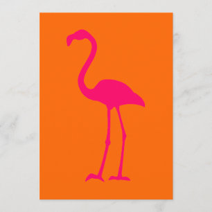 Invitation Flamant rose rose vif sur orange