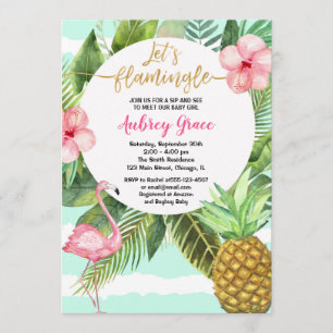 Invitation Flamant rose sip et voir Tropical rencontrer bienv