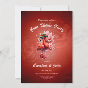 Invitation Flamant rose Steampunk - Imaginaire Digital Artwor