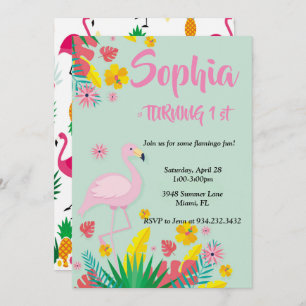 Invitation Flamant rose tropical