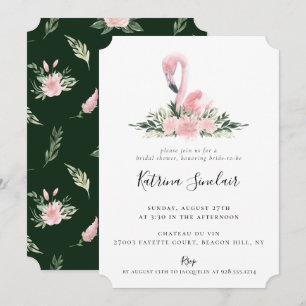 Invitation Flamant rose tropical Aquarelle Fête de l'mariée f