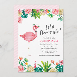 Invitation Flamant rose Tropical Bridal Shower