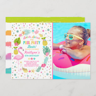 Invitation Flamant rose tropical d'invitation d'anniversaire