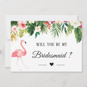 Invitation Flamant rose Tropical Floral Serez-Vous Ma Femme D