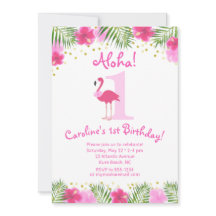 Flamant rose tropical Luau 1er anniversaire fille