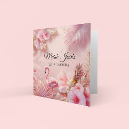 Invitation Flamant rose tropical Quinceañera, coutume