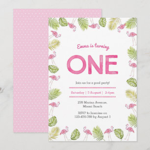 Invitation Flamant tropical de l'invitation d'anniversaire