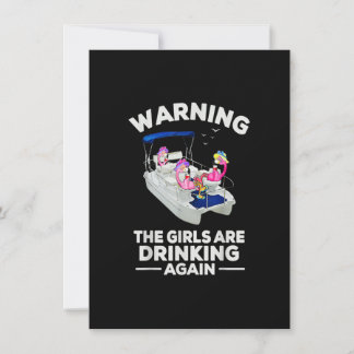Invitation Flamants roses Avertissement Les Filles Boivent De