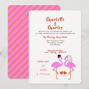 Invitation Flamants roses rose tropicale Amusants Mariage mod