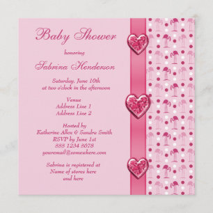 Invitation Flamants roses roses, arc imprimé et baby shower