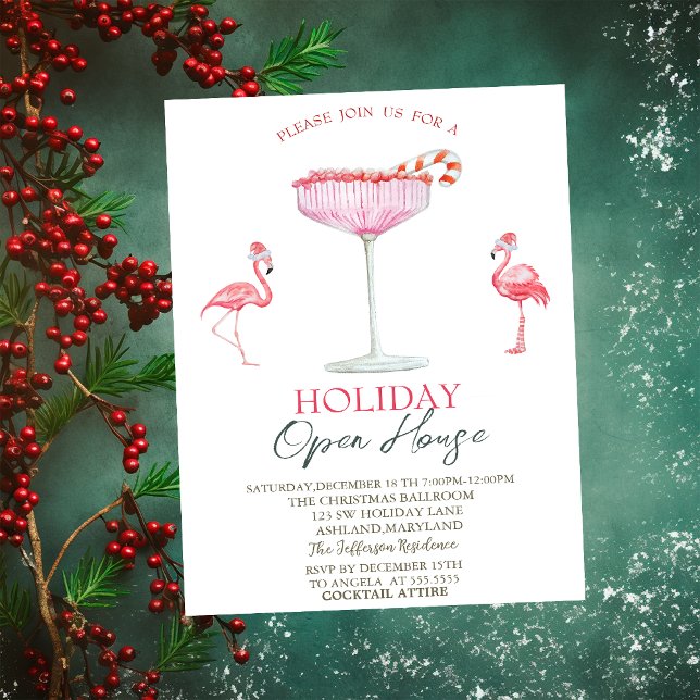 Invitation Flamants roses roses Cocktail Holiday Open House (Créateur téléchargé)