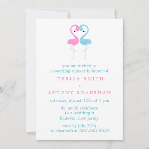 Invitation Flamants roses roses et bleus Couples Wedding show