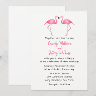 Invitation Flamants roses roses Mariage Tropical Summer Beach