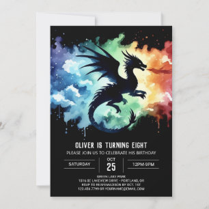 Invitation Flambant Dragon Anniversaire modifiable