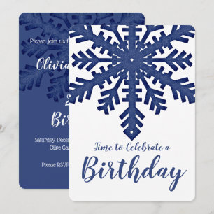 Invitation Flambeau de neige bleu fête d'anniversaire d'hiver