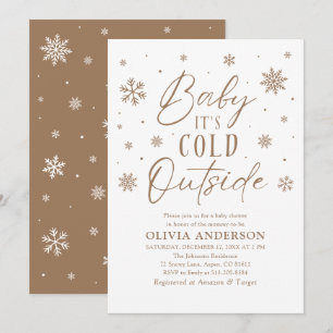 Invitation Flambeau de neige Brown bébé Il fait froid Baby sh