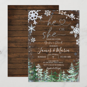 Invitation Flambeau de neige de la forêt de bois Révéler son 