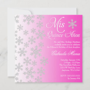 Invitation Flambeau de neige rose hiver Wonderland Quinceaner